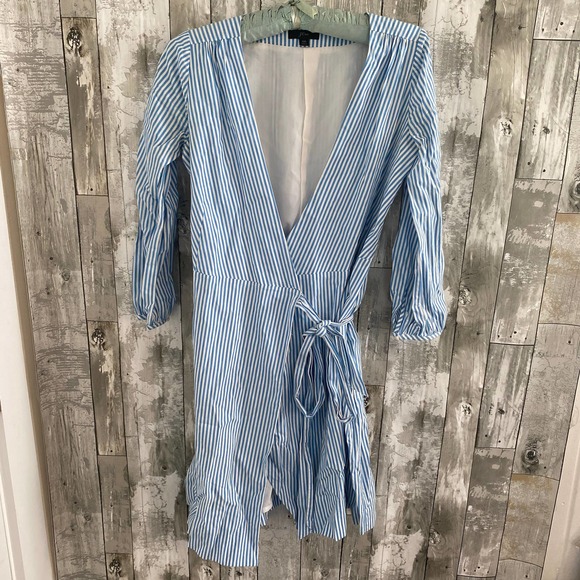 J.CREW Dresses & Skirts - J. Crew Wrap dress in striped cotton poplin 00